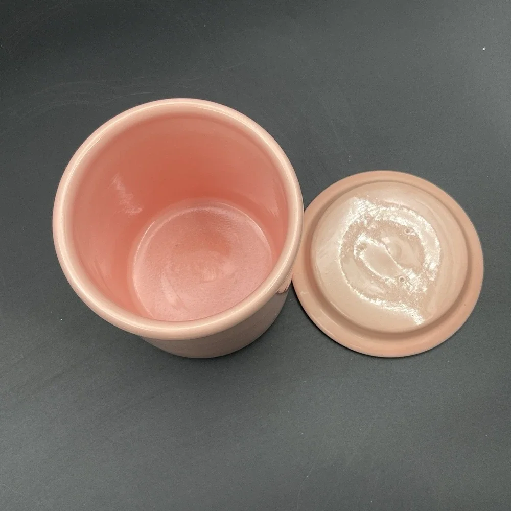 Gaetano Pottery Calif USA Peach Coral Tea Sugar‎ Canister w Lid Vintage